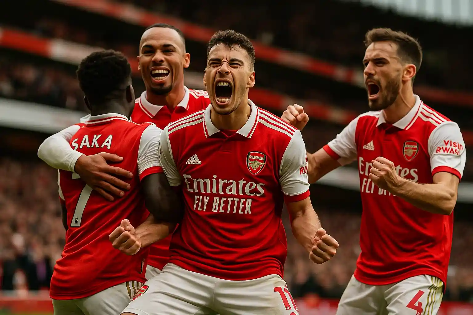 Gabriel Martinelli: Át chủ bài khiến Man City phải khiếp sợ 3 Martinelli ăn mừng cuồng nhiệt cùng đồng đội Arsenal